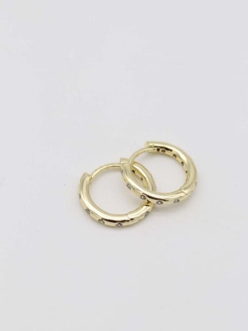 Gold 14k renk taş detaylı halka küpe (15mm)