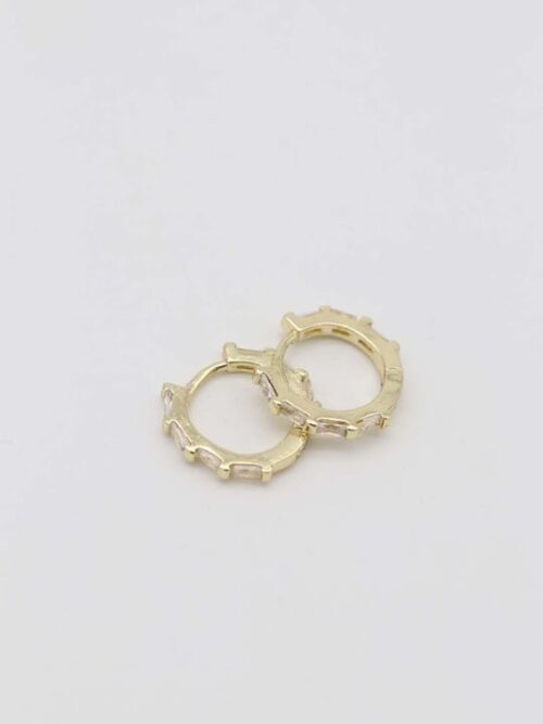Gold 14k renk taş detaylı halka küpe (12mm)
