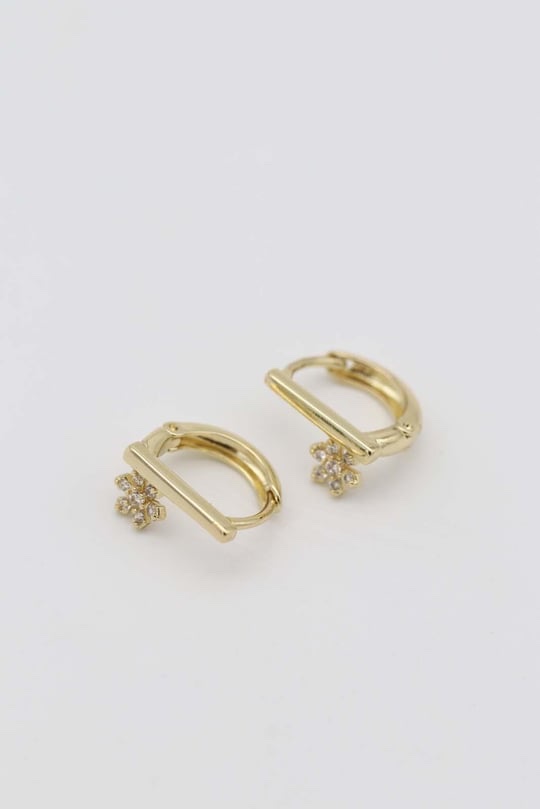 Gold 14k renk çiçek detaylı küpe (12mm)