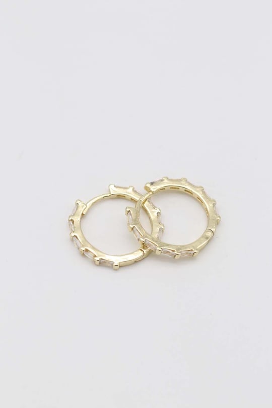 Gold renk taş detaylı halka küpe (17mm)