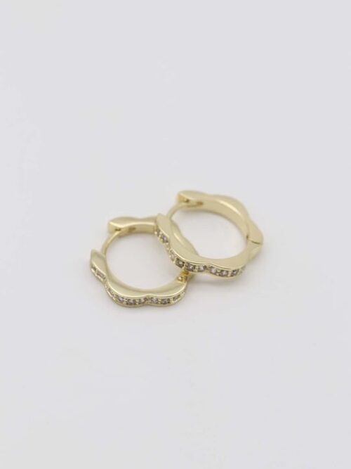 Gold 14k renk taşlı halka küpe (15mm)