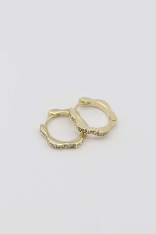 Gold 14k renk taşlı halka küpe (15mm)