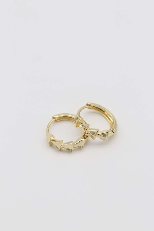 Gold 14k renk taş detaylı halka küpe (15mm)