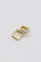 Gold 14k renk taş detaylı kare küpe (10mm)