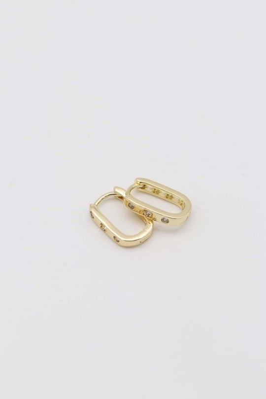 Gold 14k renk taş detaylı u küpe (12mm)