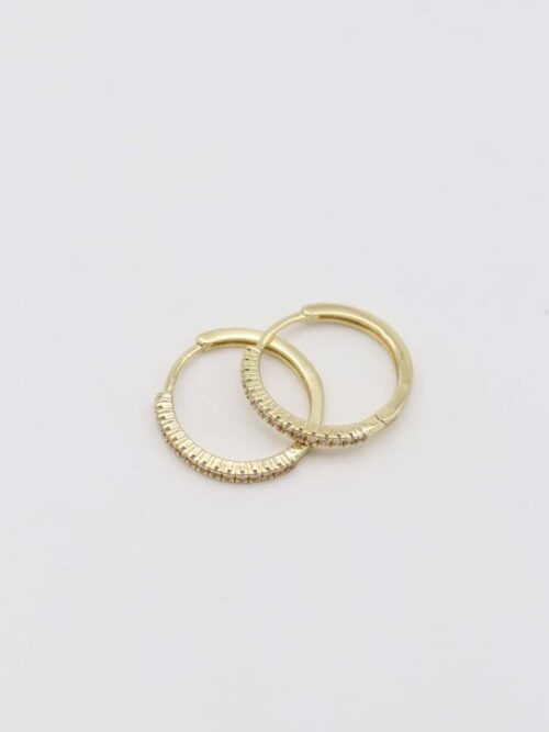 Gold 14k renk taşlı ince halka küpe (17mm)