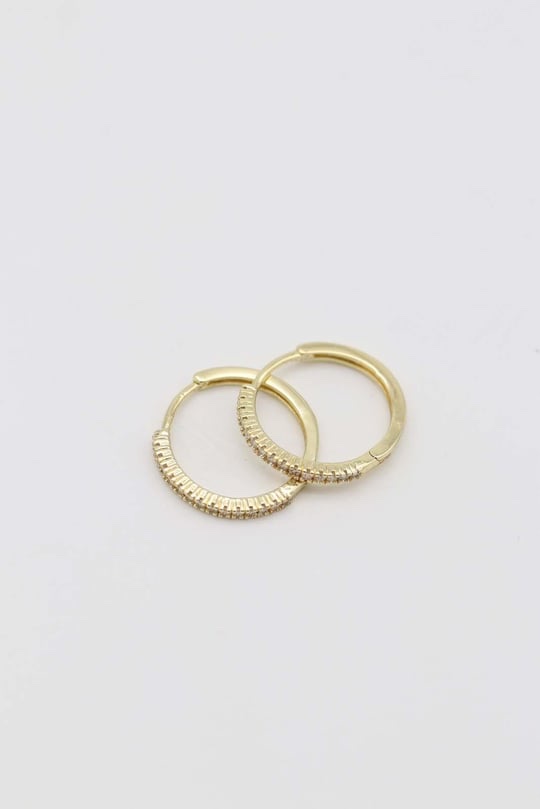 Gold 14k renk taşlı ince halka küpe (17mm)