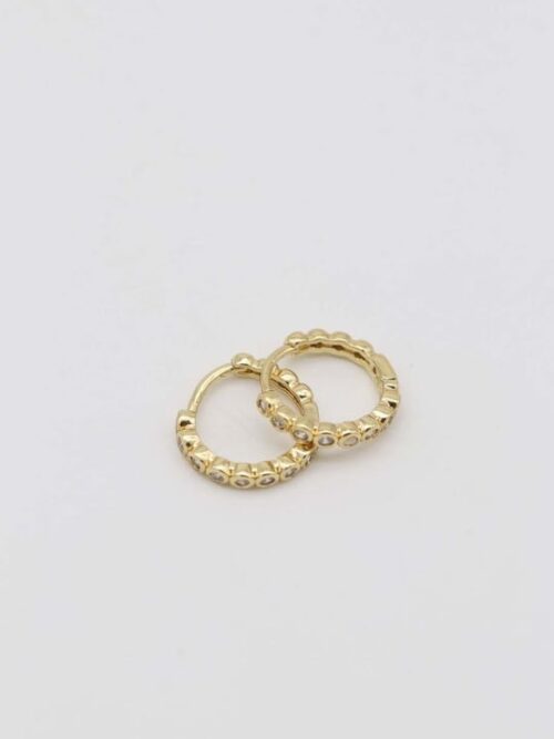 Gold 14k renk taşlı halka küpe (12mm)