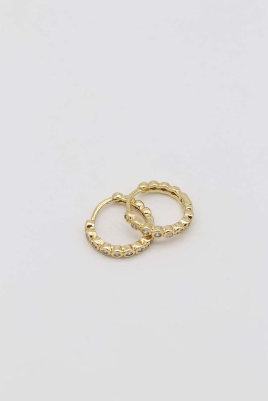 Gold 14k renk taşlı halka küpe (12mm)