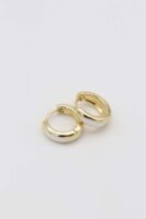 Gold 14k renk beyaz mineli halka küpe (15mm)