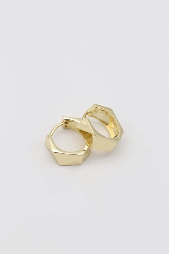 Gold renk kalın desenli halka küpe (15mm)