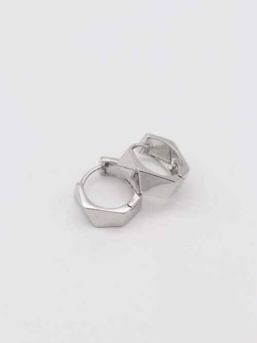 Silver renk kalın desenli halka küpe (15mm)