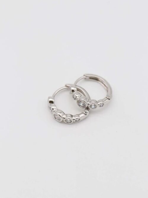 Silver renk taşlı halka küpe (15mm)