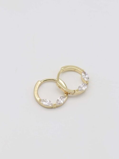 Gold 14k renk taşlı halka küpe (15mm)