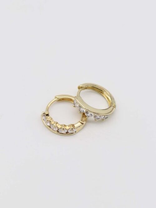 Gold 14k renk taşlı halka küpe (15mm)