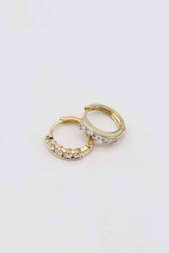 Gold 14k renk taşlı halka küpe (15mm)
