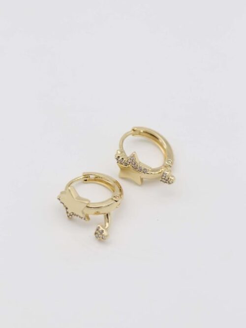 Gold 14k renk mini yıldızlı halka küpe (12mm)