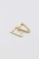 Gold 14k renk taşlı üçgen küpe (17mm)
