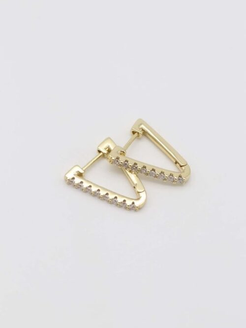 Gold 14k renk taşlı üçgen küpe (17mm)