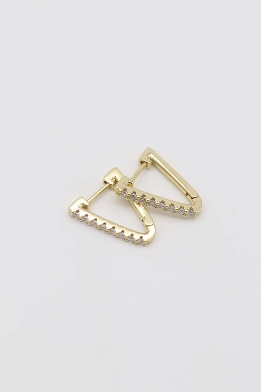Gold 14k renk taşlı üçgen küpe (17mm)