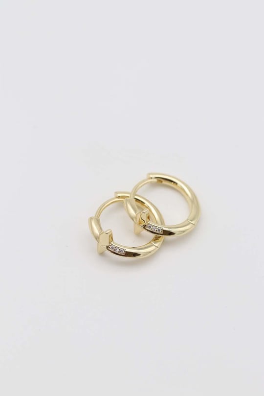 Gold 14k renk taş detaylı halka küpe (17mm)
