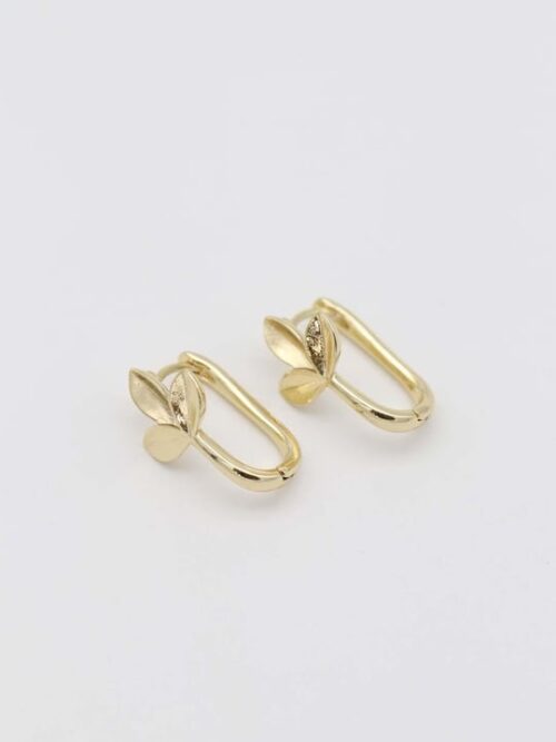 Gold 14k renk yaprak desenli küpe (20mm)