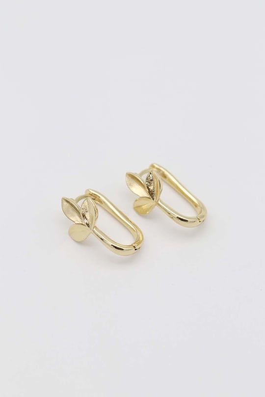Gold 14k renk yaprak desenli küpe (20mm)