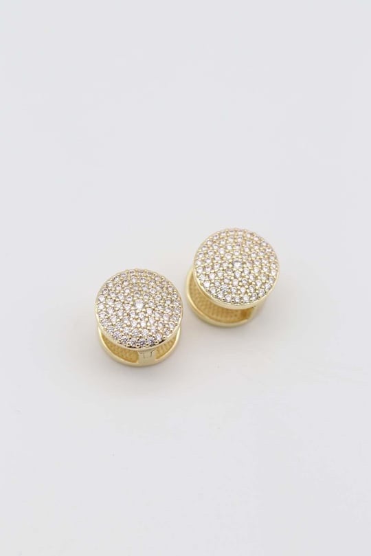 Gold 14k renk taşlı yuvarlak küpe (15mm)
