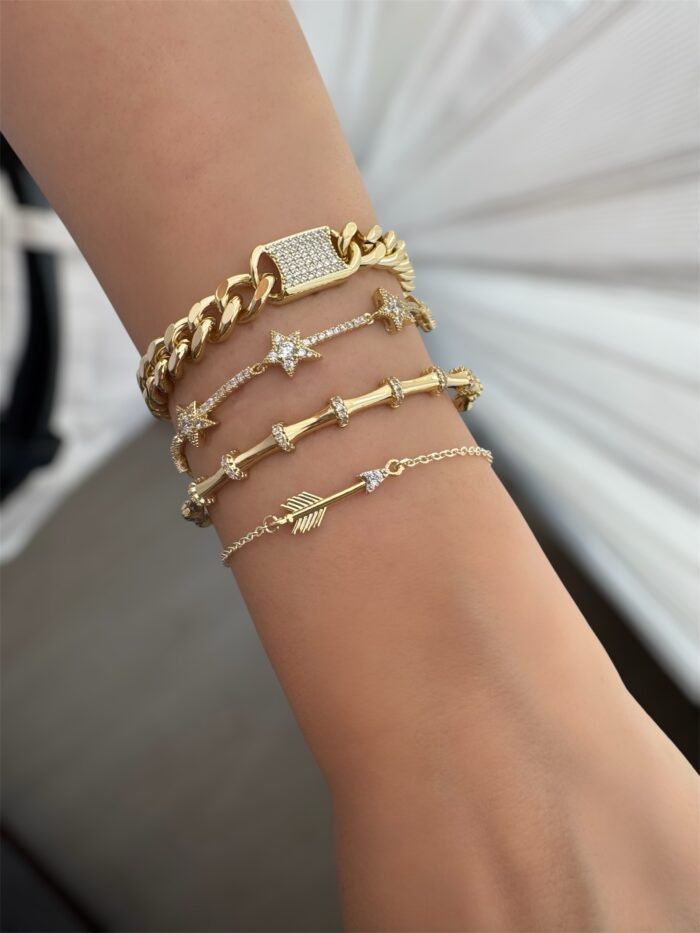 Gold 14k renk ok ince bileklik