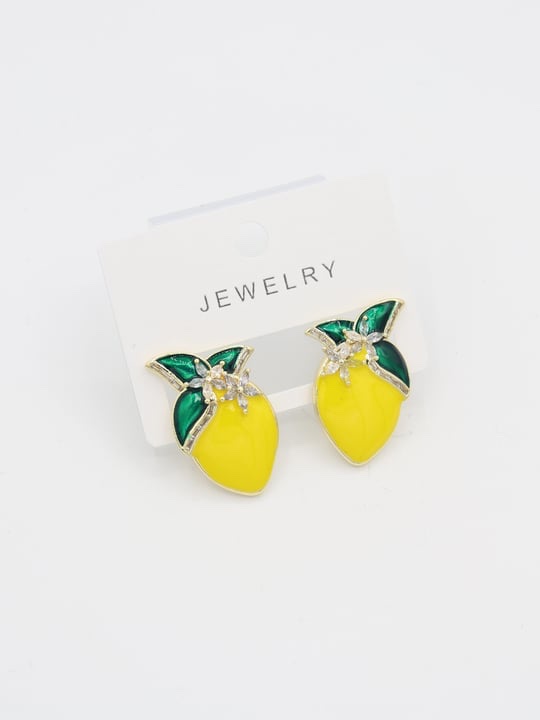 Gold detaylı limon küpe