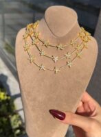Gold renk taşlı yıldız kolye