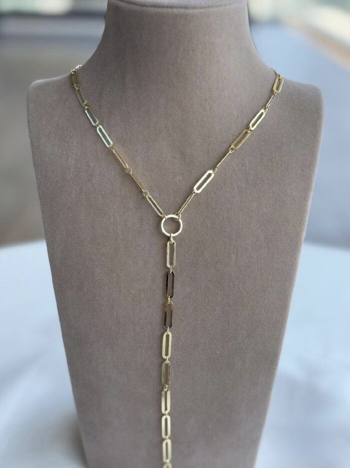 Gold renk halka detaylı ataç Y kolye