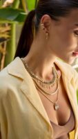 Gold 14k renk üç dilim kıkırdak(earcuff) küpe