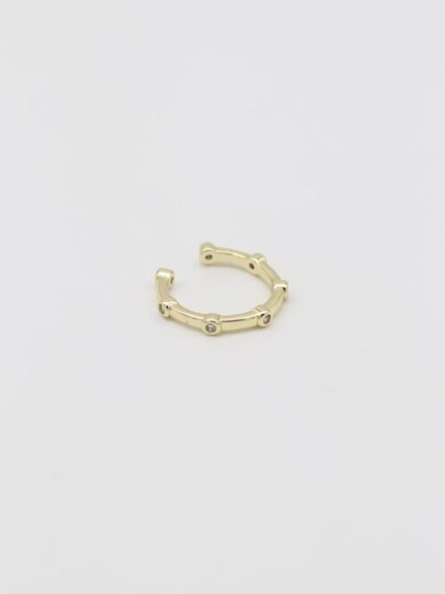 Gold 14k renk taş detaylı ince kıkırdak (earcuff) tekli küpe