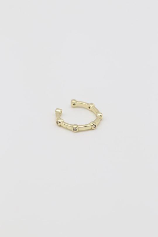 Gold 14k renk taş detaylı ince kıkırdak (earcuff) tekli küpe