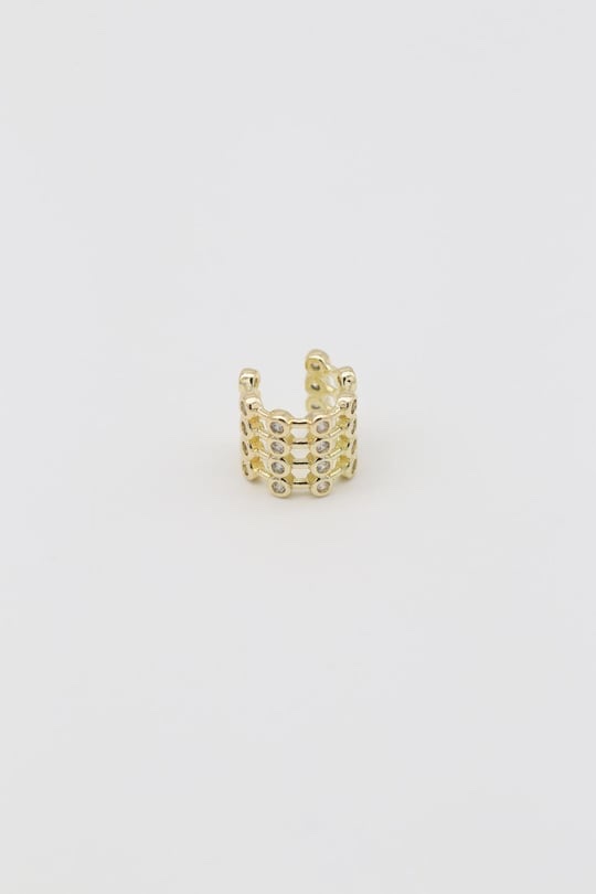 Gold 14k renk dört dilim kıkırdak (earcuff)tekli küpe