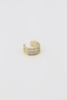 Gold 14k renk taşlı üç dilim kıkırdak küpe(earcuff)