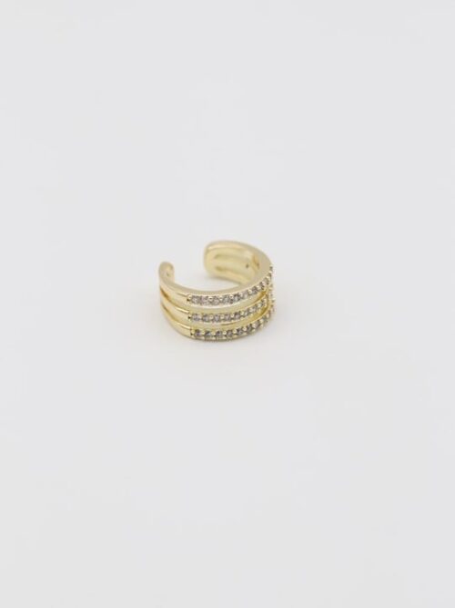 Gold 14k renk taşlı üç dilim kıkırdak küpe(earcuff)