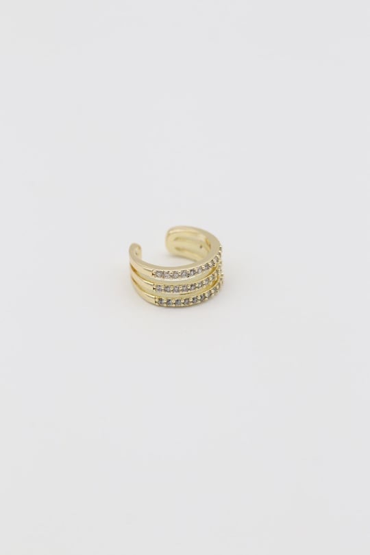 Gold 14k renk taşlı üç dilim kıkırdak küpe(earcuff)