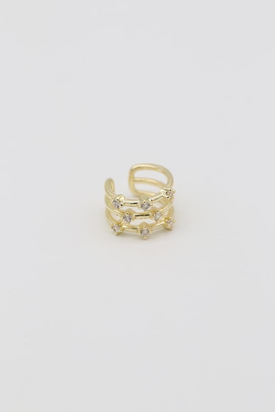 Gold 14k renk üç sıra taşlı kıkırdak (earcuff)küpe