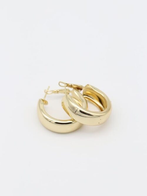 Gold 14k renk kalın halka küpe (30mm)
