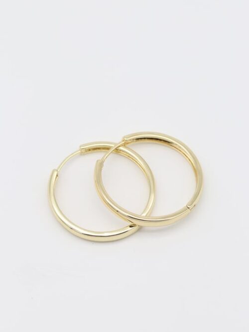 Gold 14k renk ince büyük boy halka küpe (30mm)