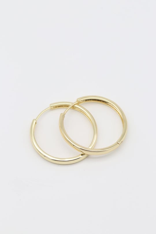 Gold 14k renk ince büyük boy halka küpe (30mm)