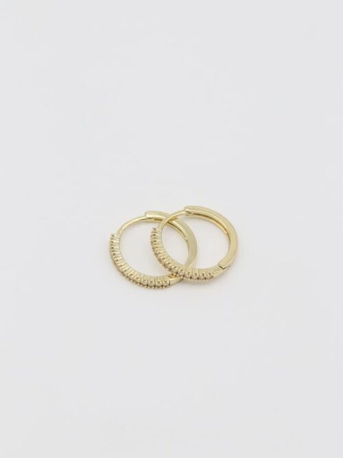 Gold 14k renk taşlı halka küpe (15mm)