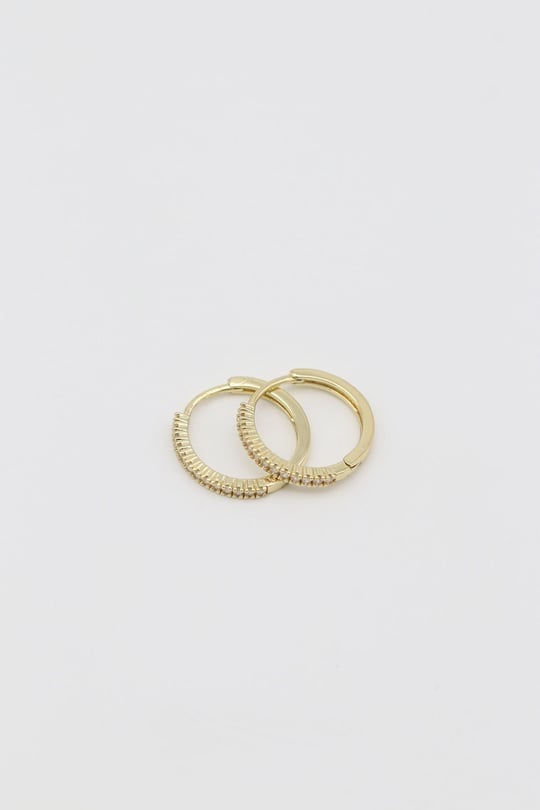 Gold 14k renk taşlı halka küpe (15mm)