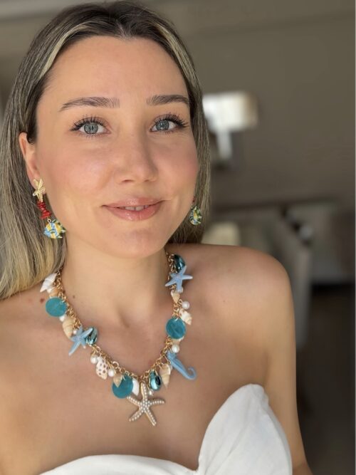 Gold zincirli deniz kabuklu kolye