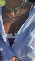 Eskitme gold renk choker boy nazar kolye