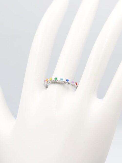 Silver renk renkli mineli yüzük (ayarlanabilir)