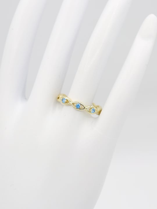 Gold renk mavi taşlı yüzük (ayarlanabilir)