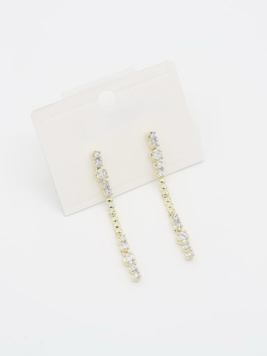 Gold renk sıra taşlı uzun küpe